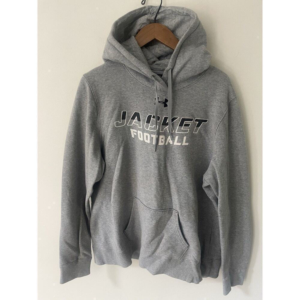 Under Armour Mens XL Cotton Hoodie Pullover Gray Long Sleeve Jacket Football
